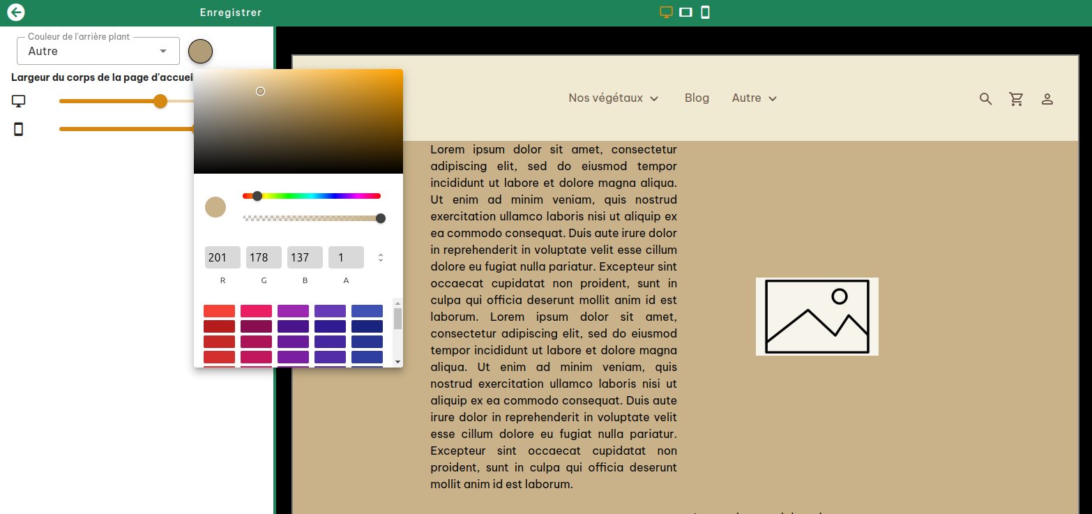 Configuration du menu