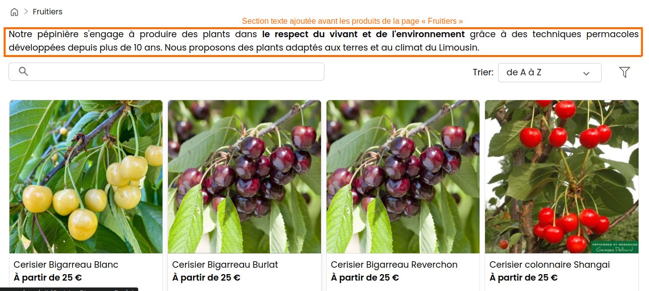 Configuration des catégories