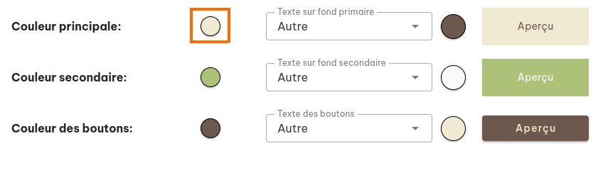Configuration des couleurs