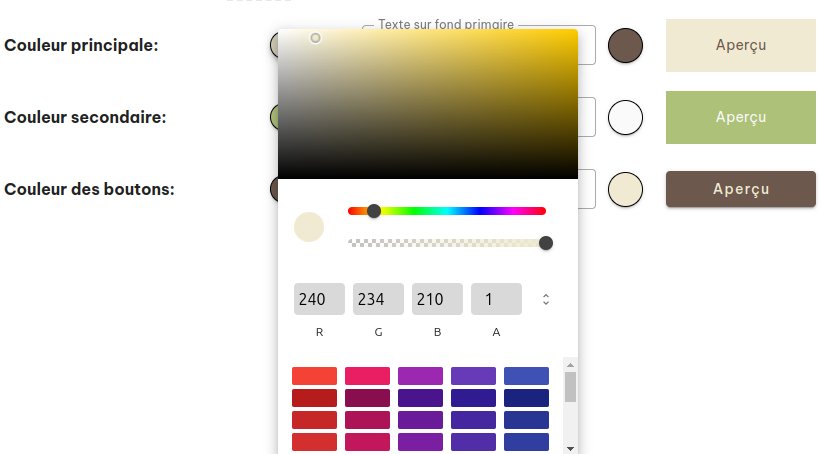 Configuration des couleurs