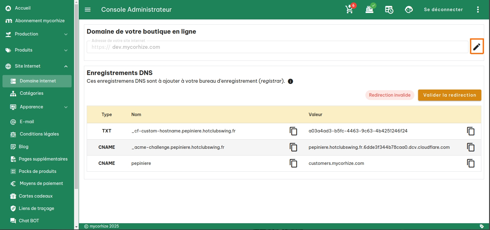 Configuration de votre nom de domaine