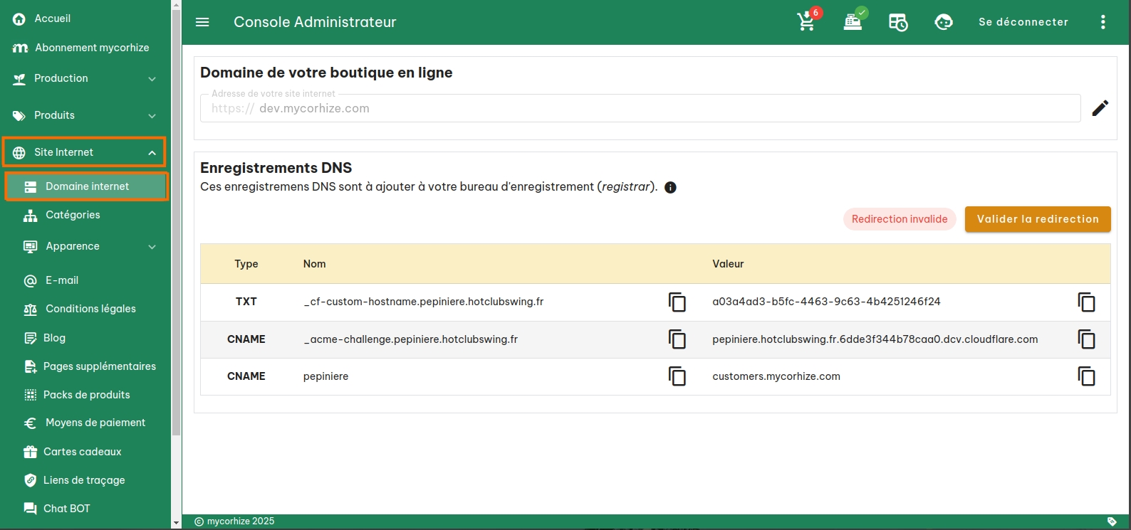Configuration de votre nom de domaine