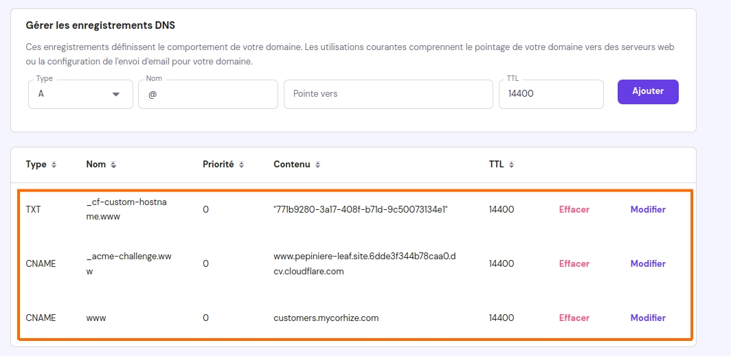 Configuration de votre nom de domaine