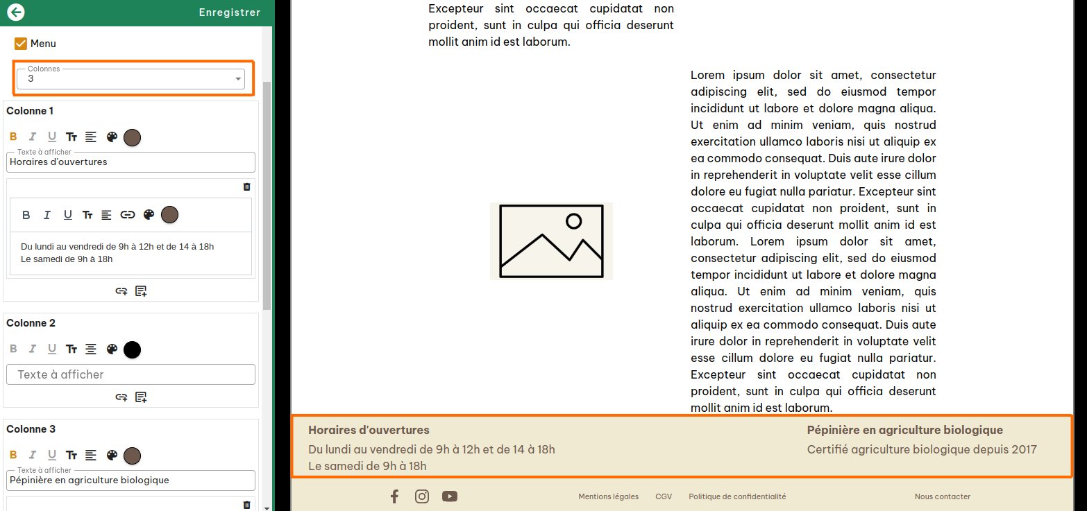 Configuration du pied de page