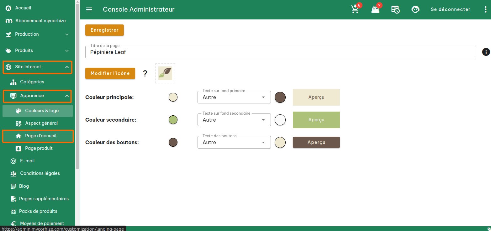 Configuration de la page d'accueil