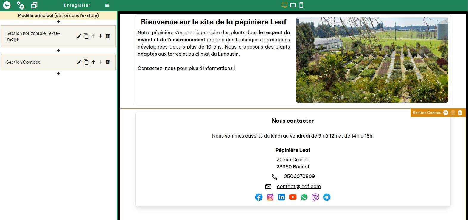 Configuration de la page d'accueil