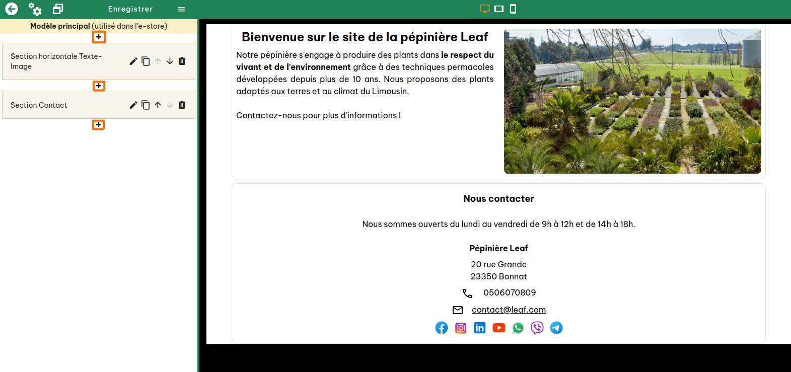 Configuration de la page d'accueil