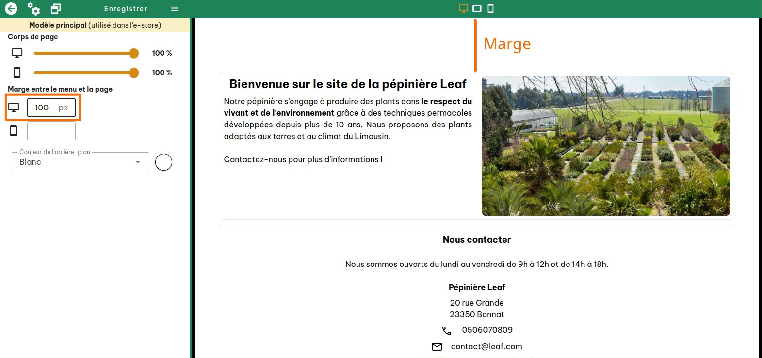 Configuration de la page d'accueil