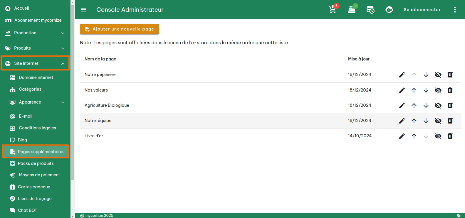 Page supplémentaire