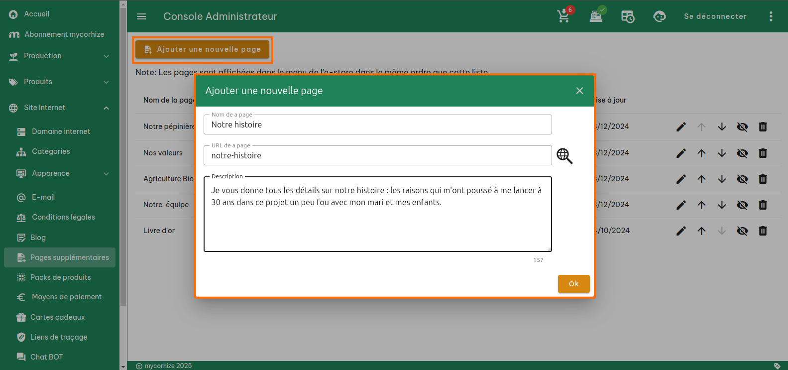 Page supplémentaire