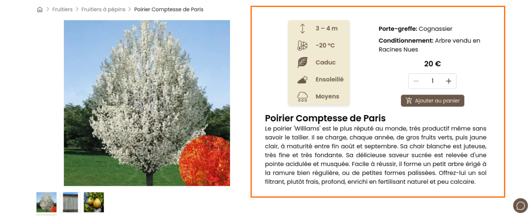 Blocs disponibles pour la page produit