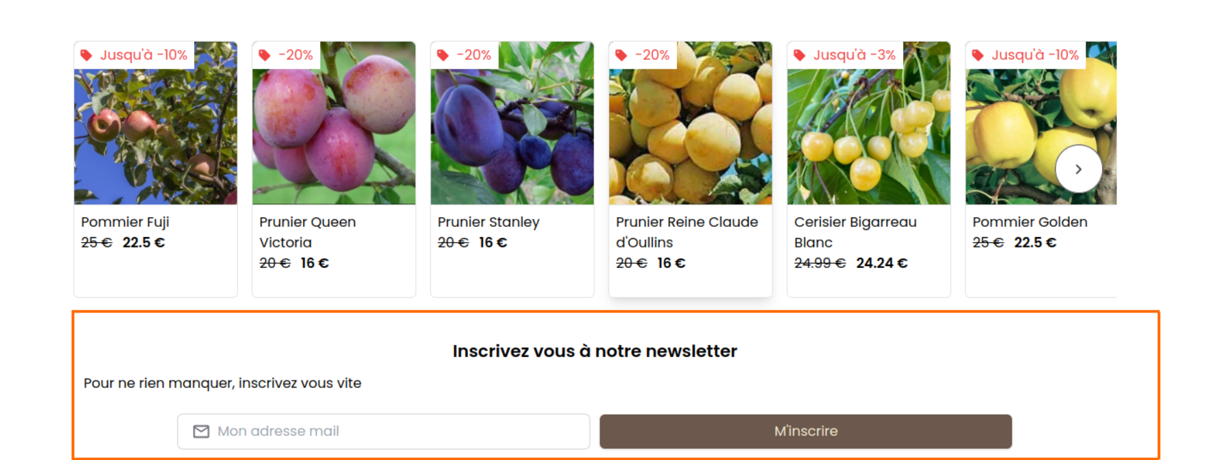 Blocs disponibles pour la page produit