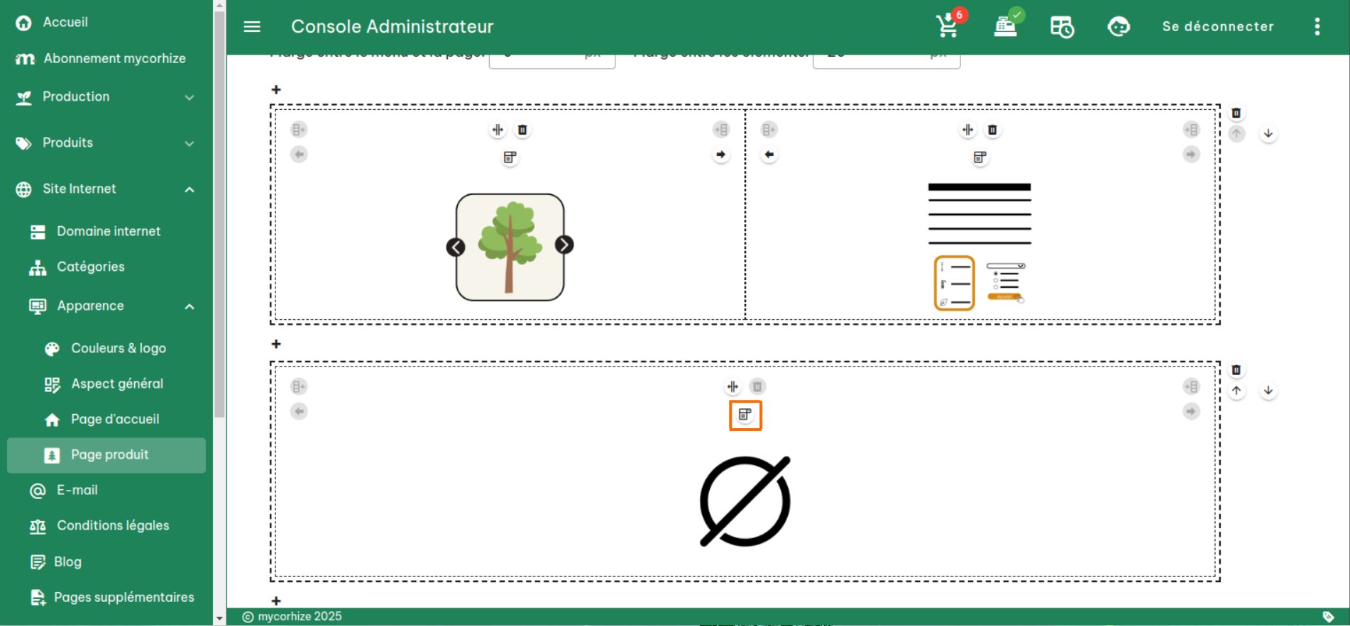 Configuration de la page produit
