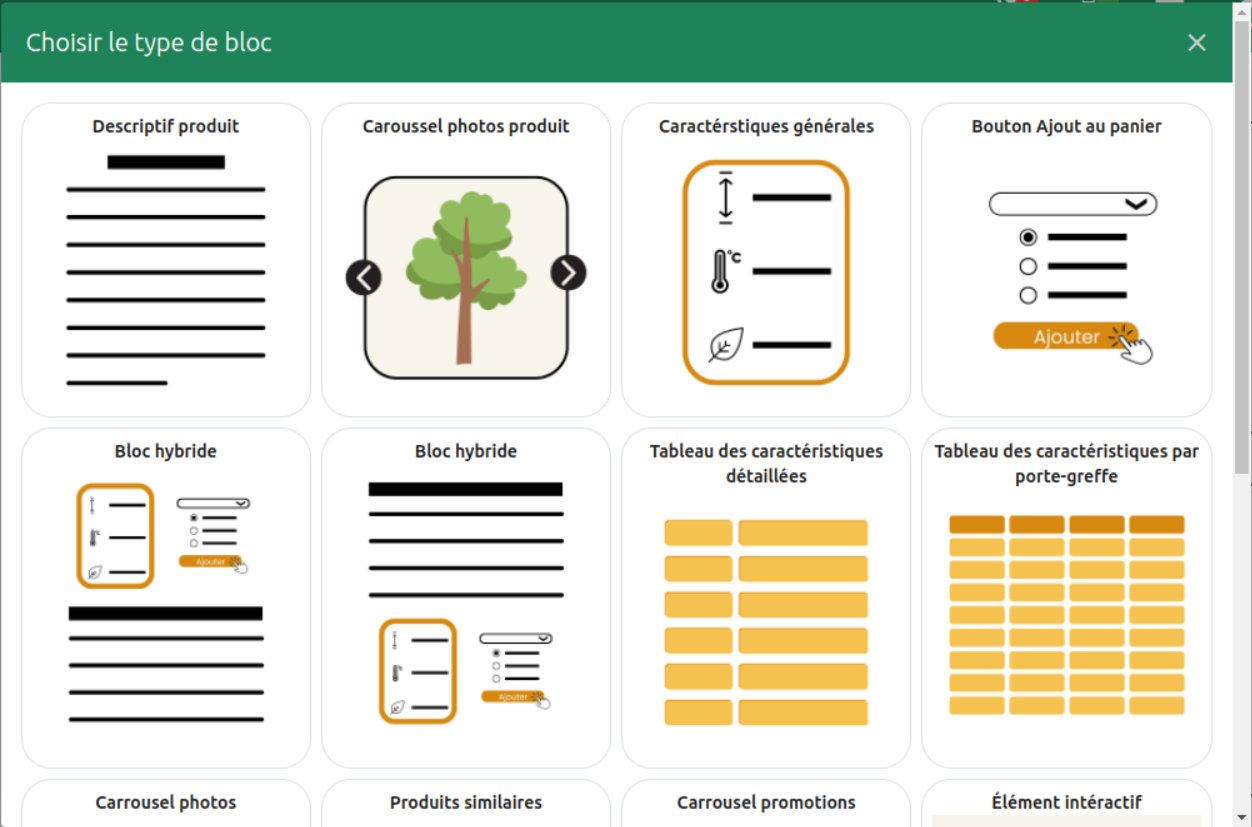 Configuration de la page produit