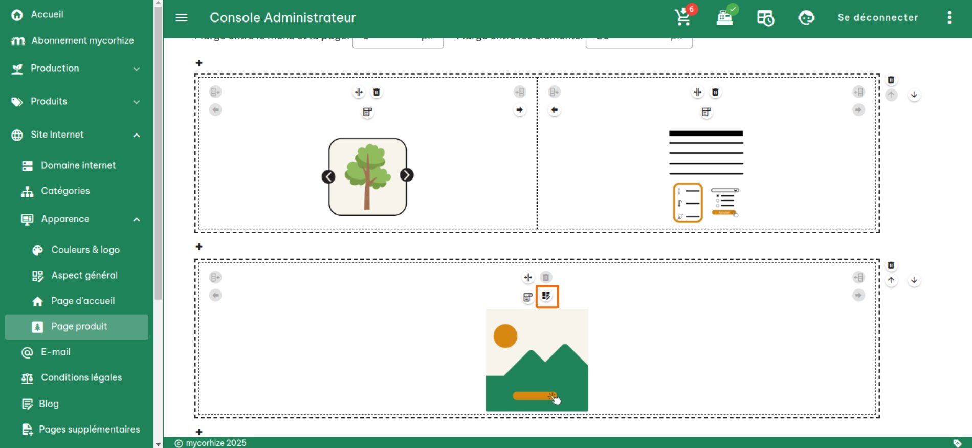 Configuration de la page produit