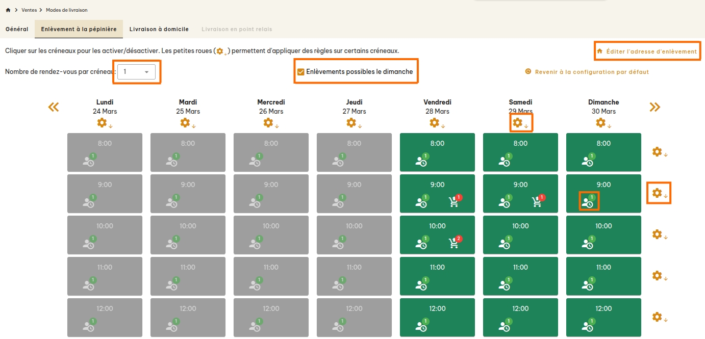 Configuration du click and collect