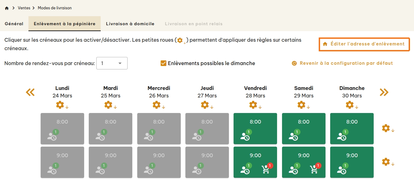 Configuration du click and collect