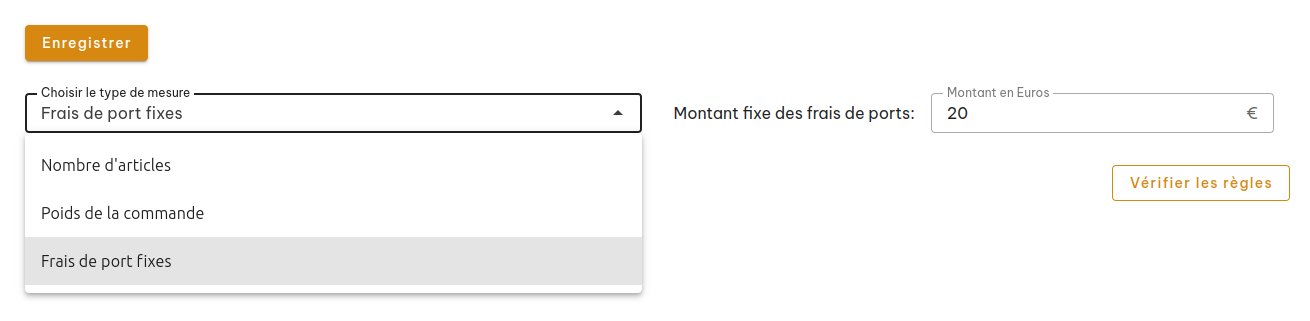 Configuration des frais de livraison