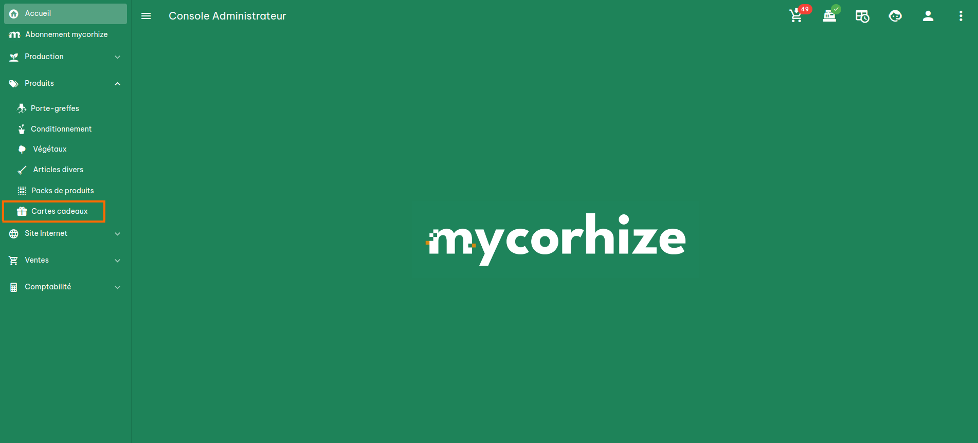 Configuration des cartes cadeaux