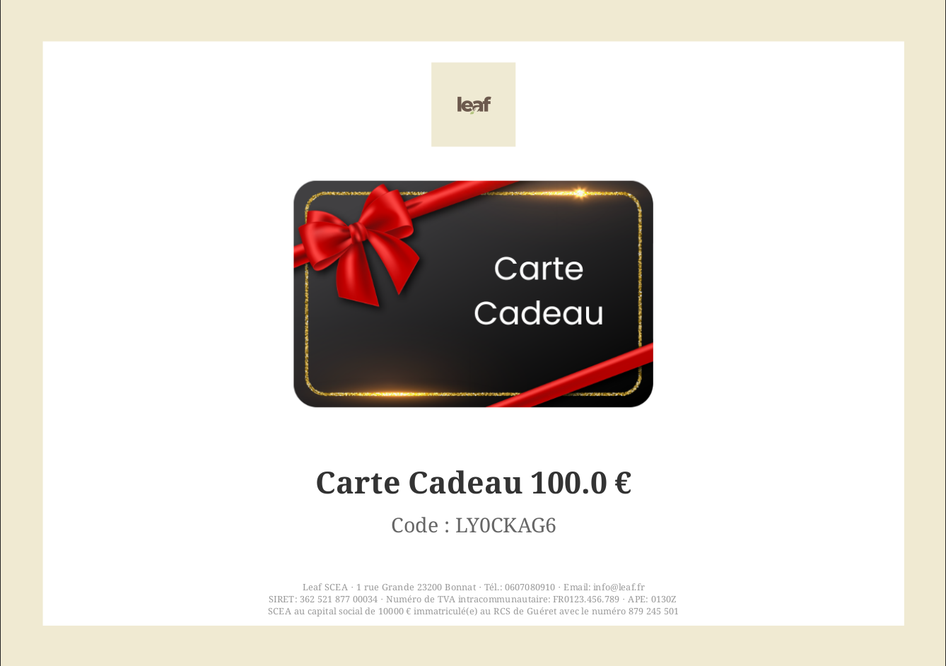 Configuration des cartes cadeaux