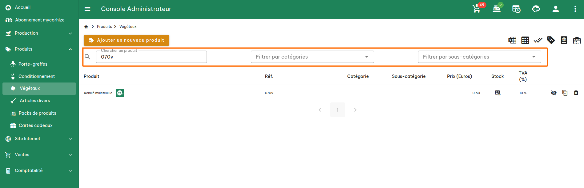 Gestion des produits végétaux