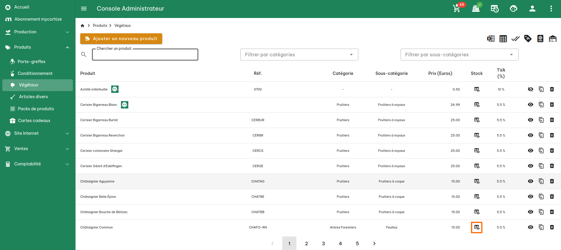 Gestion des produits végétaux