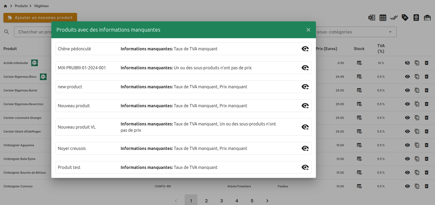 Gestion des produits végétaux
