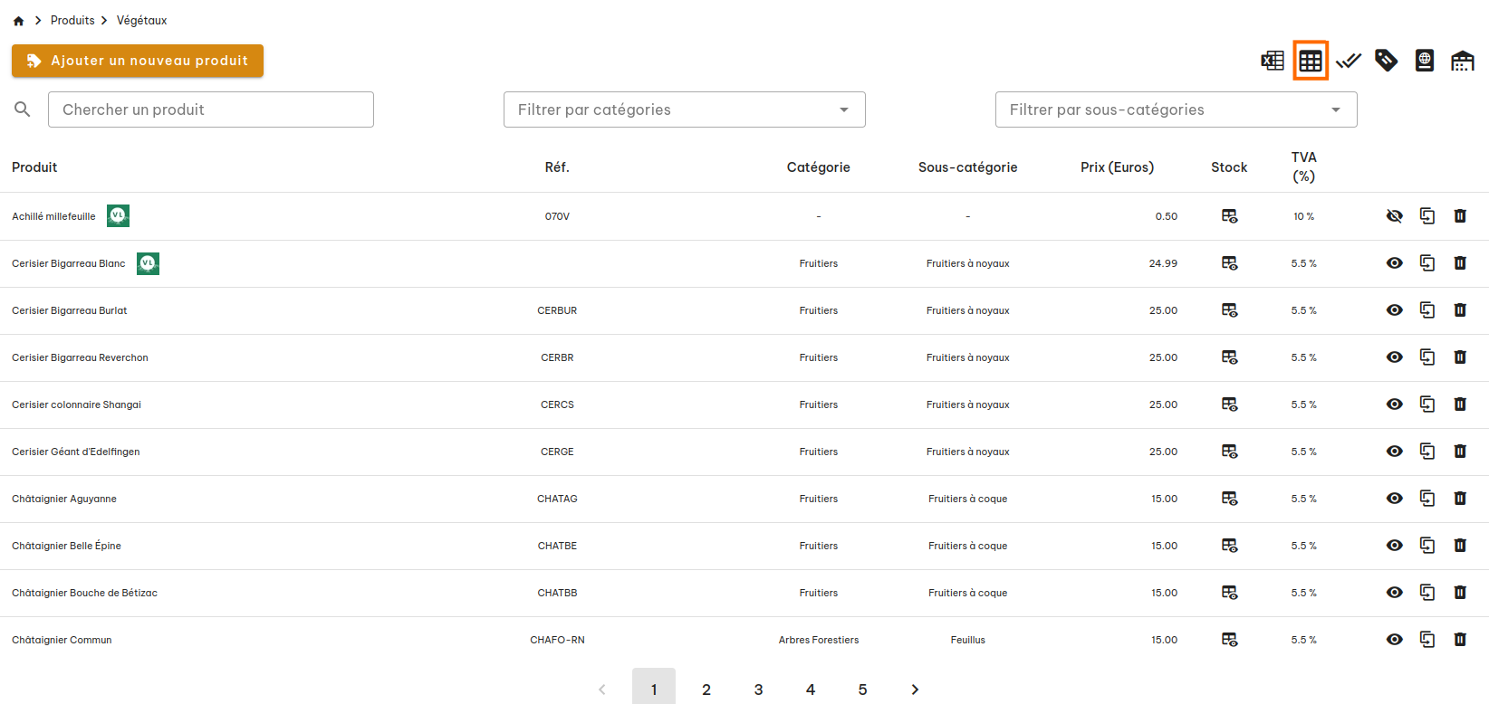 Gestion des produits végétaux