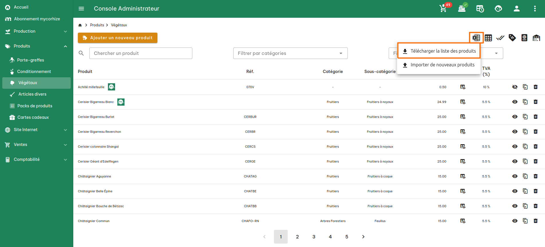 Gestion des produits végétaux