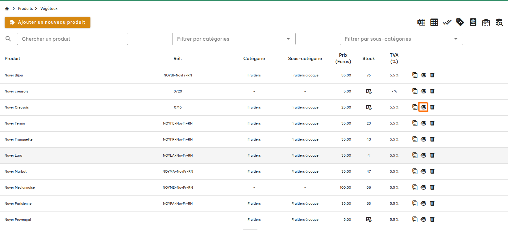 Gestion des produits végétaux