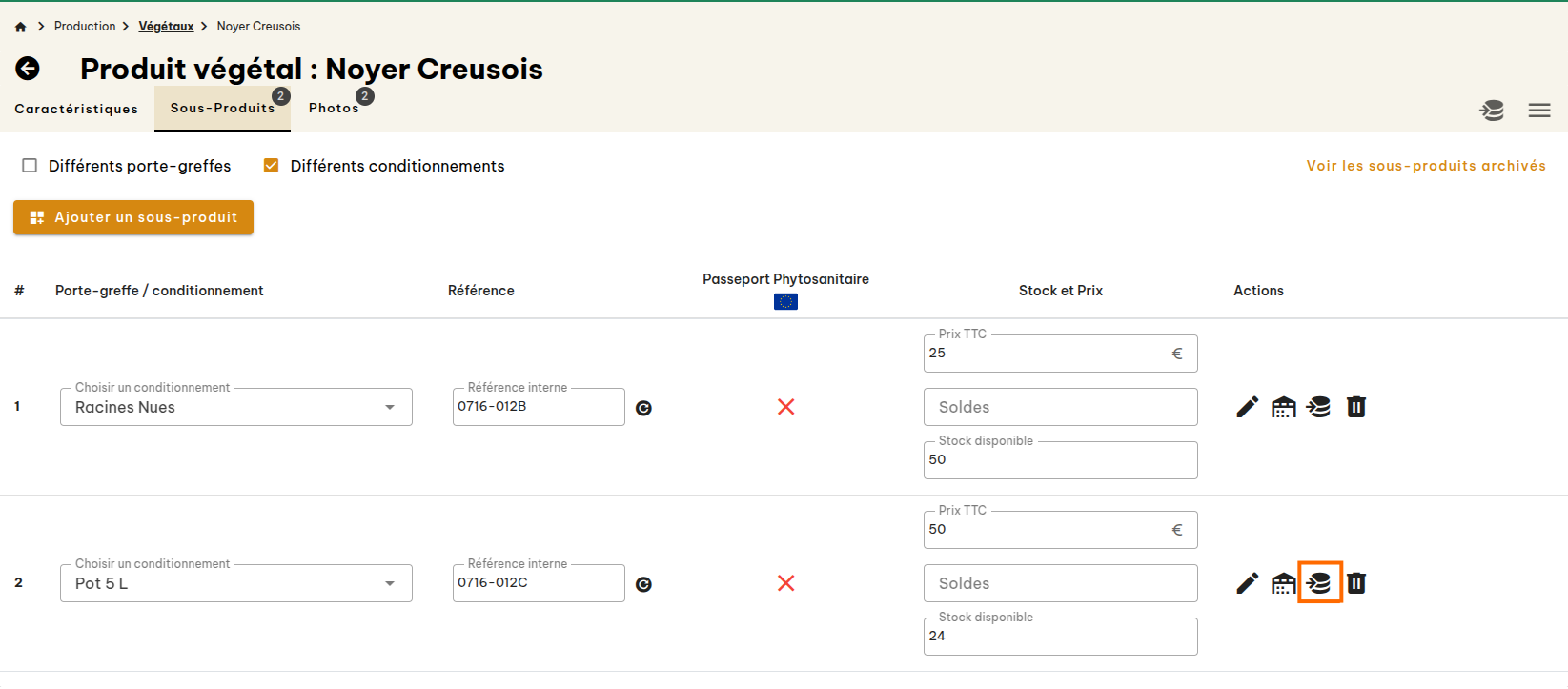 Gestion des produits végétaux