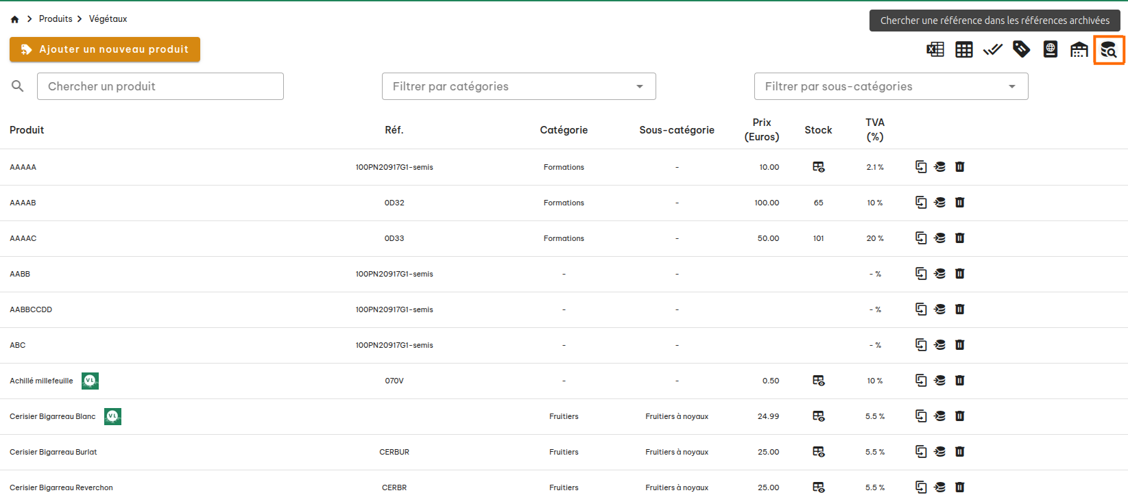 Gestion des produits végétaux