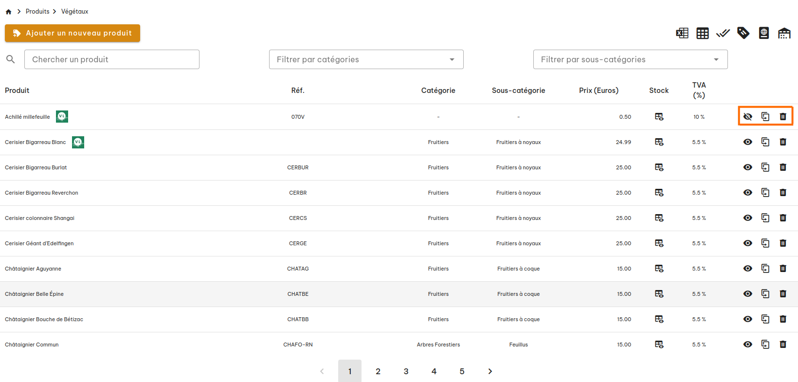 Gestion des produits végétaux