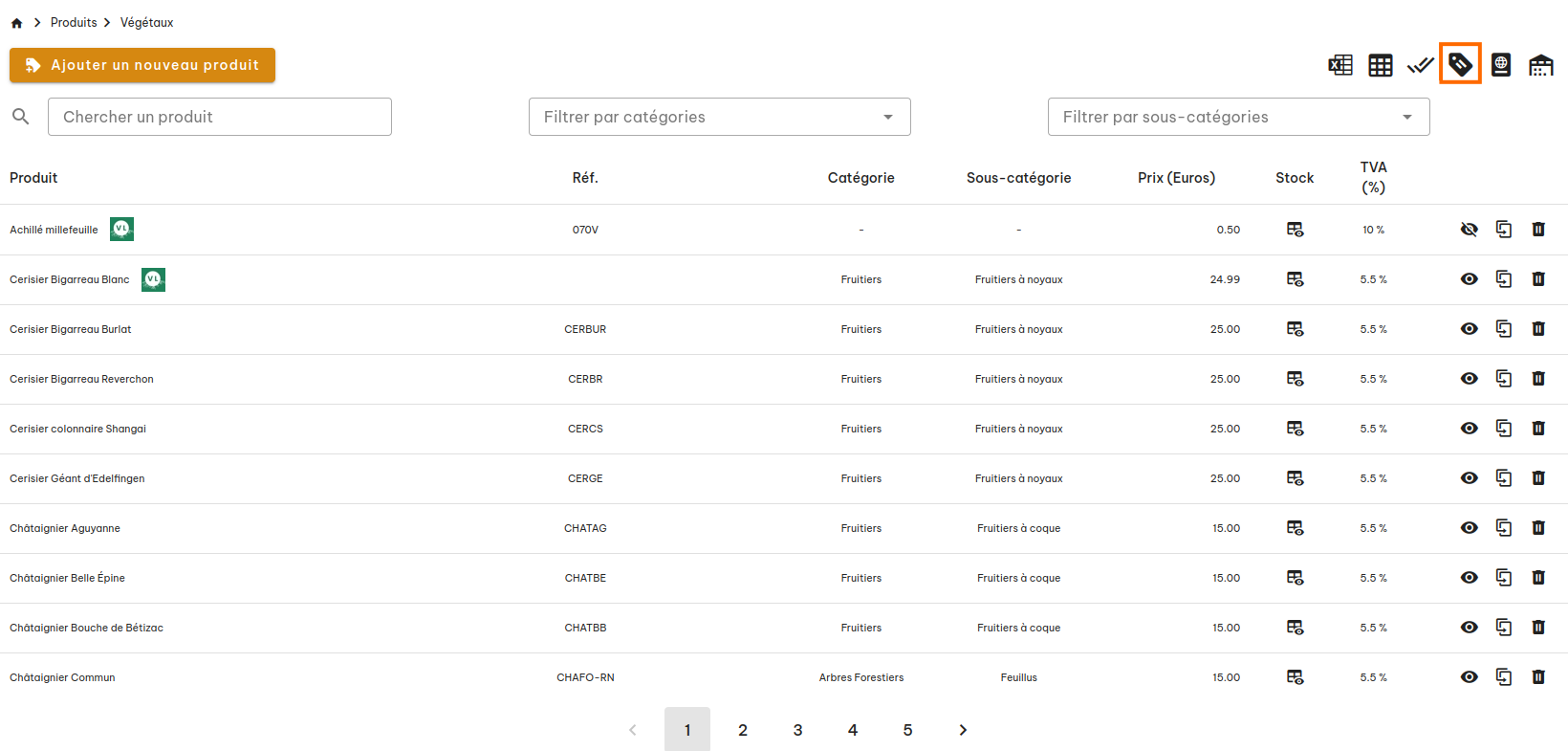 Gestion des produits végétaux