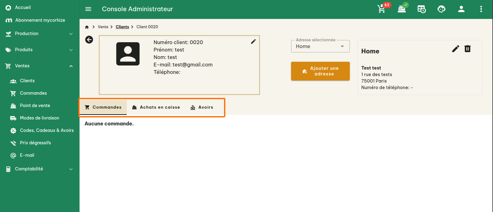 Base de données clients