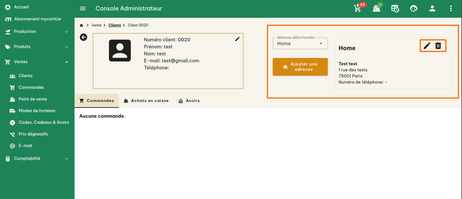 Base de données clients