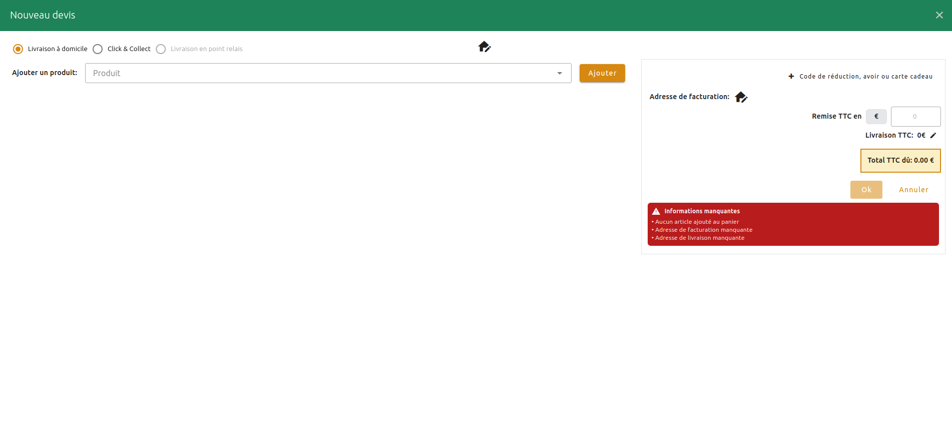 Configuration des commandes