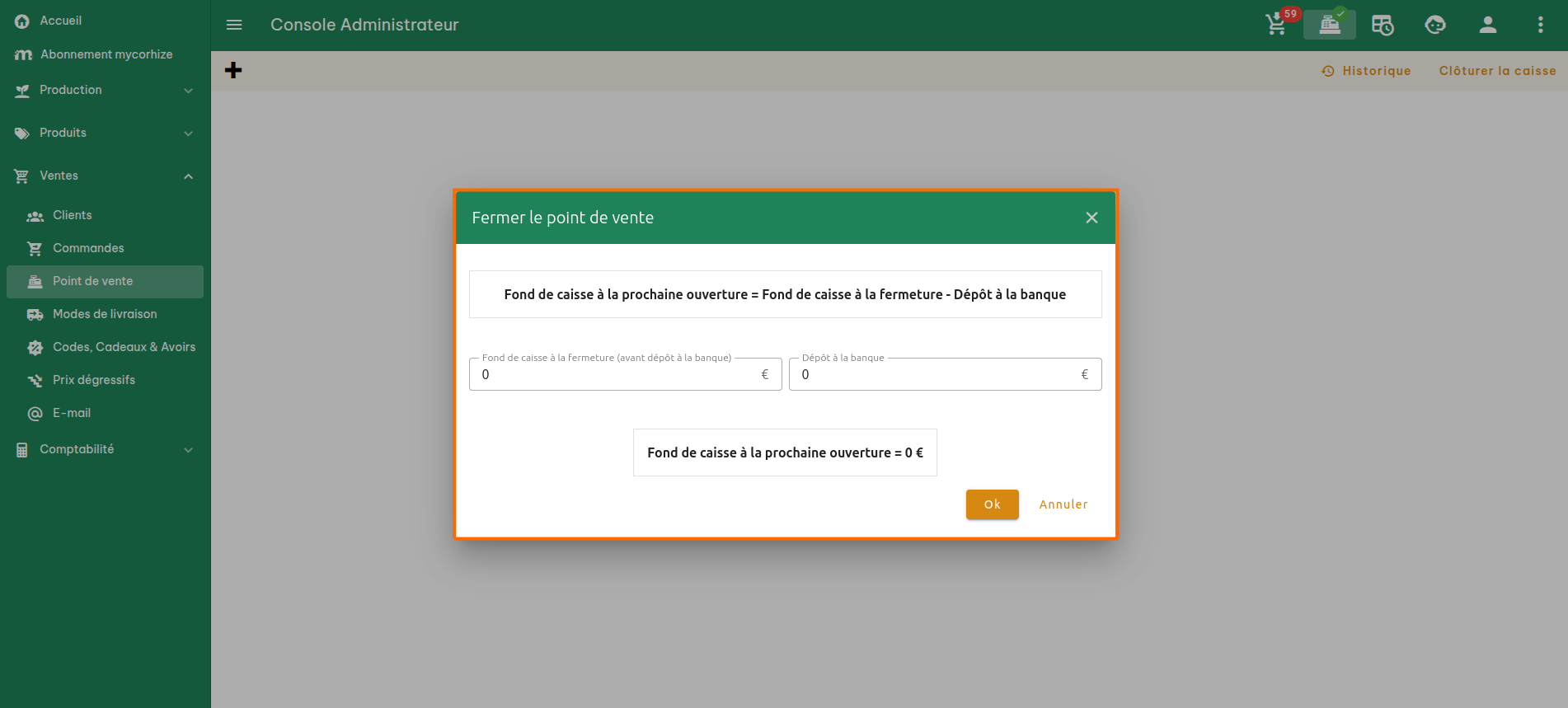 Configuration du point de vente