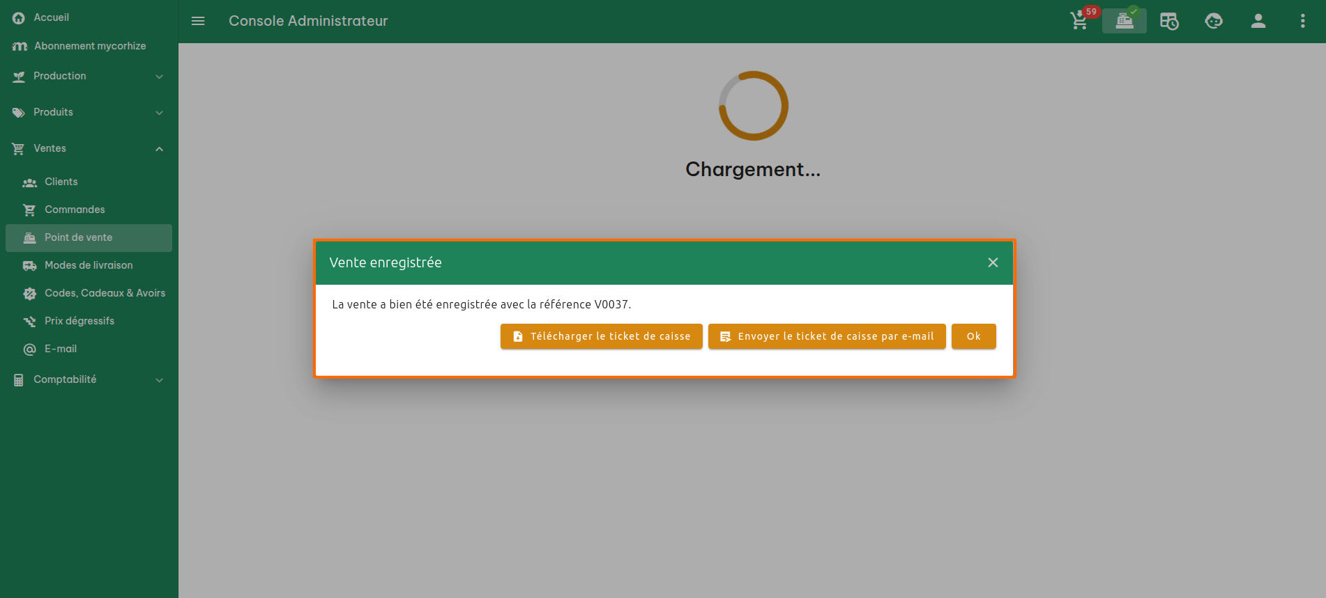 Configuration du point de vente