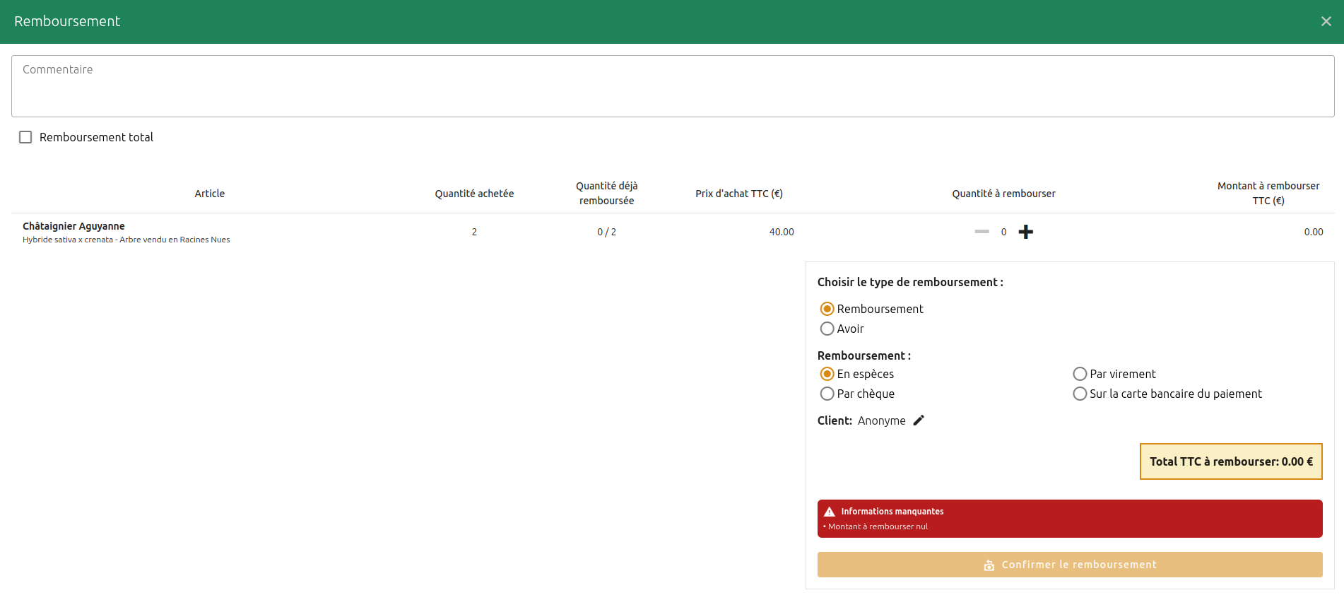 Configuration du point de vente