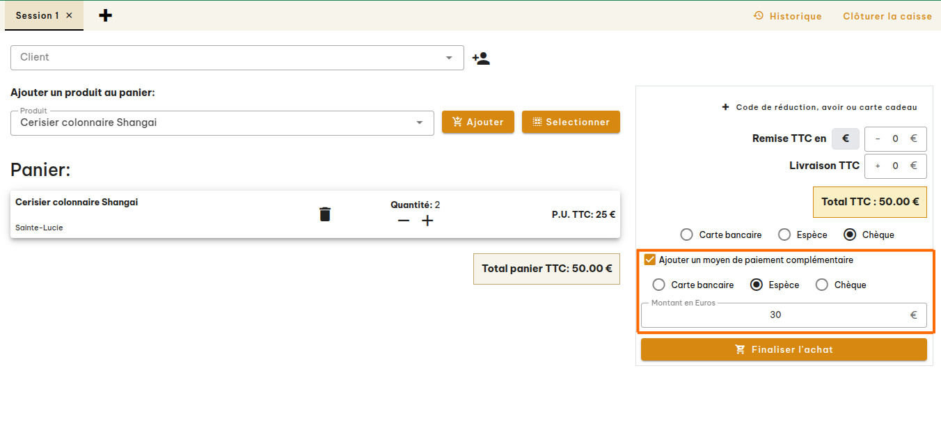 Configuration du point de vente