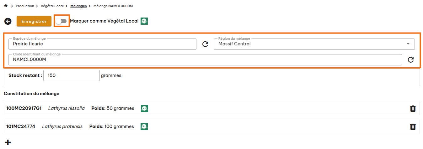Mélange Végétal Local