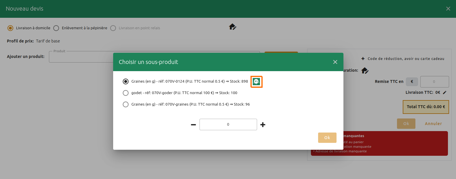 Vendre des produits végétal local
