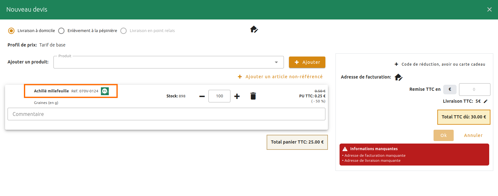 Vendre des produits végétal local