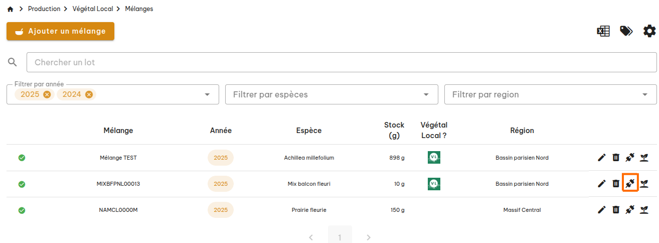 Vendre des semences végétal local