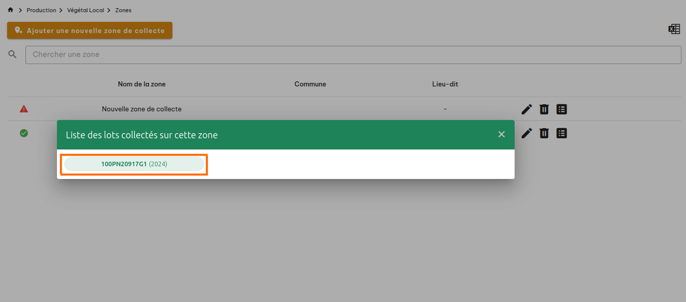 Zones de collecte Végétal Local