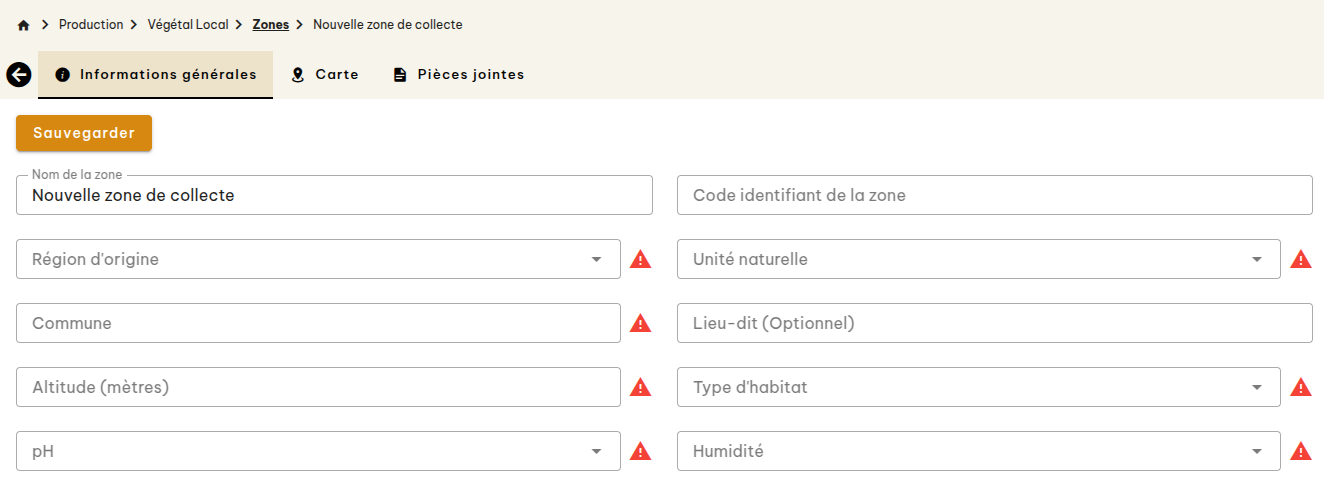 Zones de collecte Végétal Local