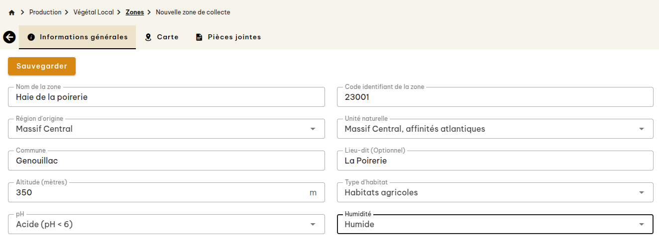 Zones de collecte Végétal Local